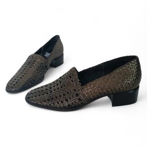Amalfi Shoes Women's Size 7 Bronze Woven Leather Flats Slip On Loafer 1‎ in heel
